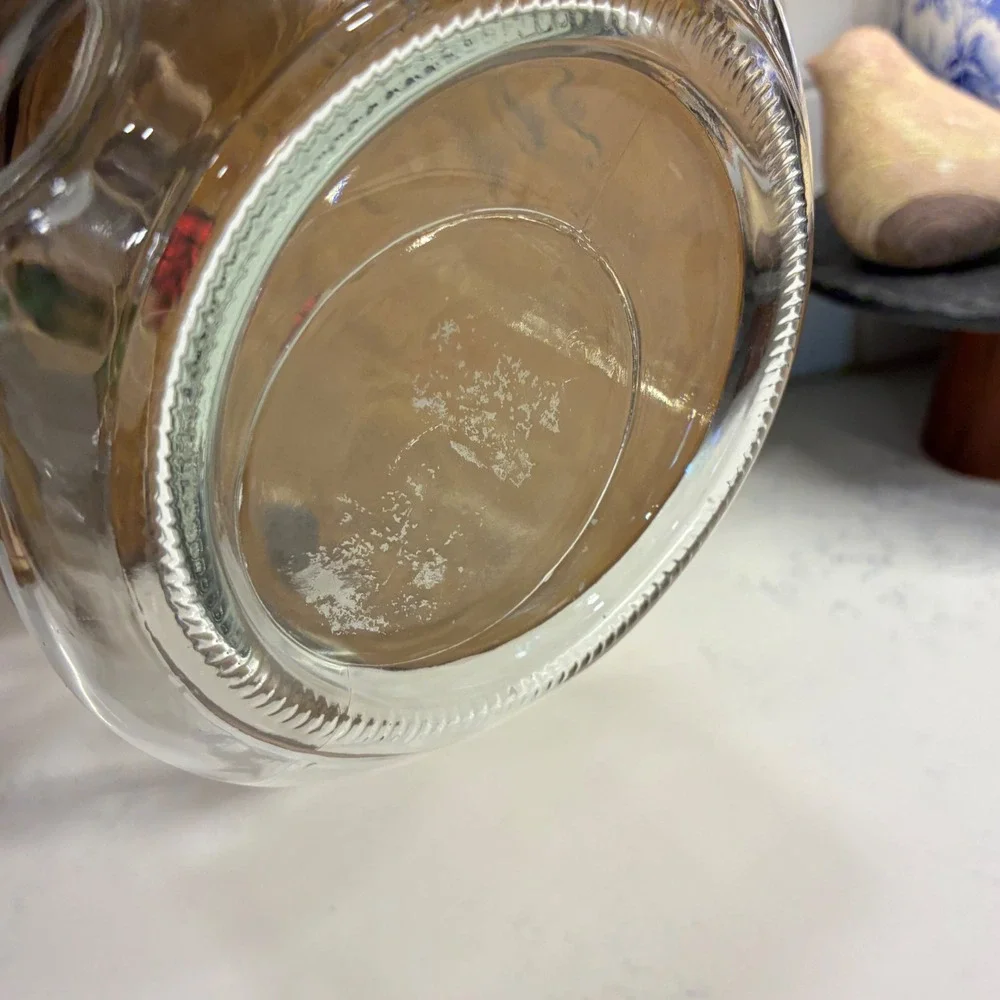 Lg Glass Decorative Jar Rustic Xmas Farmhouse Country Winter Cottage Primitive